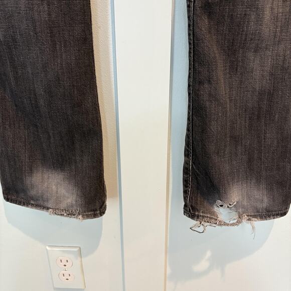 True Religion Jeans Men 30x34 Black Ricky Distressed Flap Pockets Selvedge USA - Picture 12 of 16